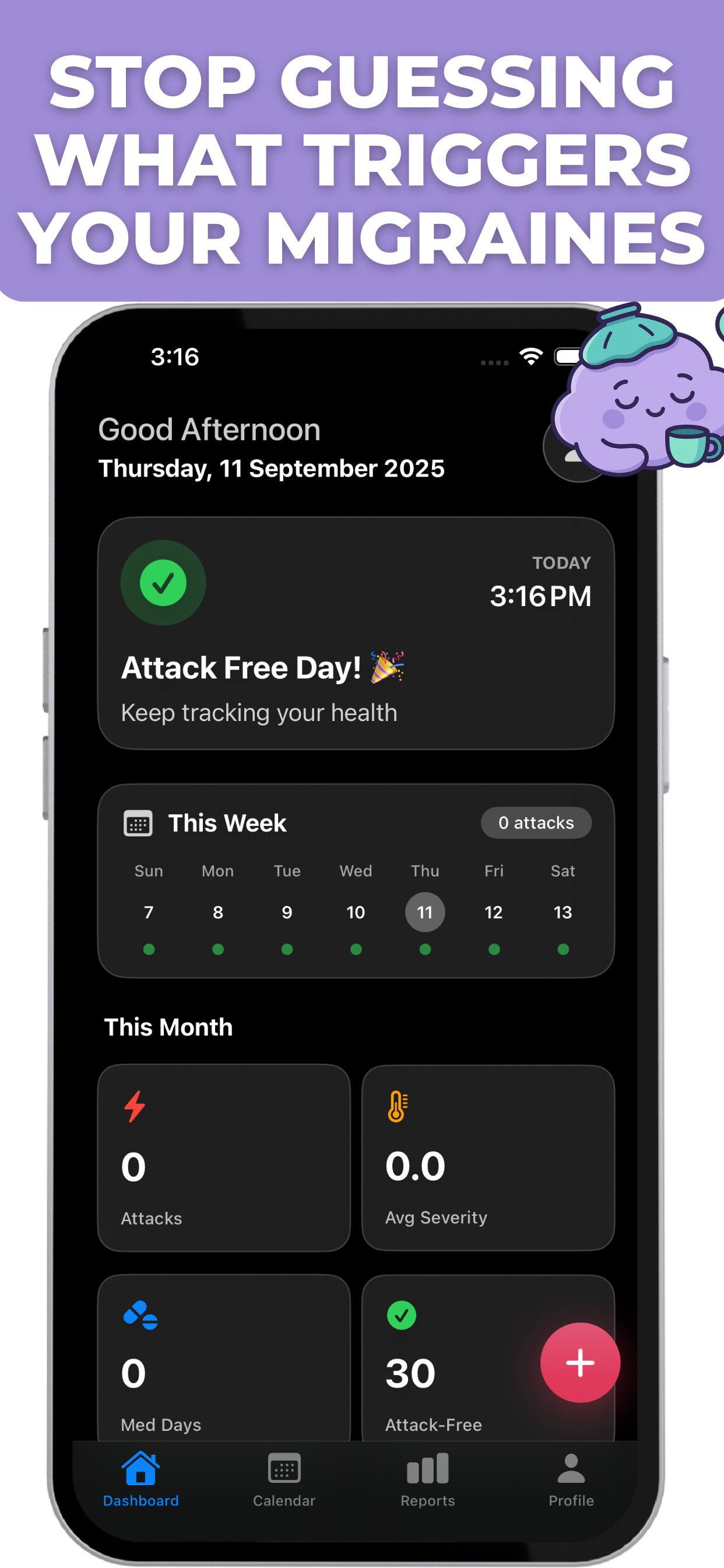 Migrio Dashboard - Track your daily migraine patterns and symptoms